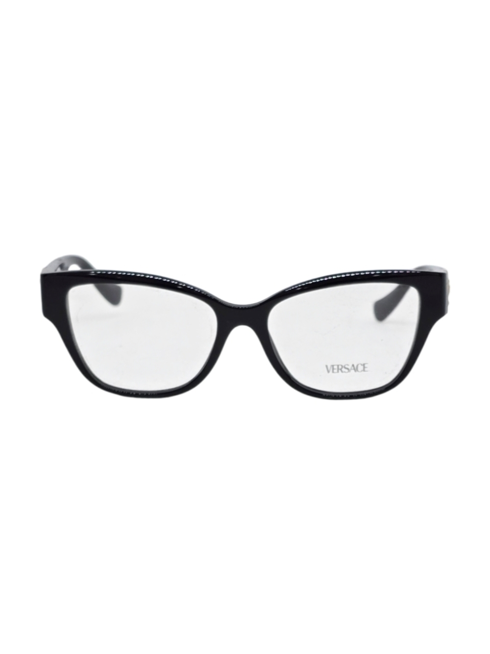 Versace Black Acetate Cat-Eye Glasses with Gold Medallion Temples - Picture 4 of 5